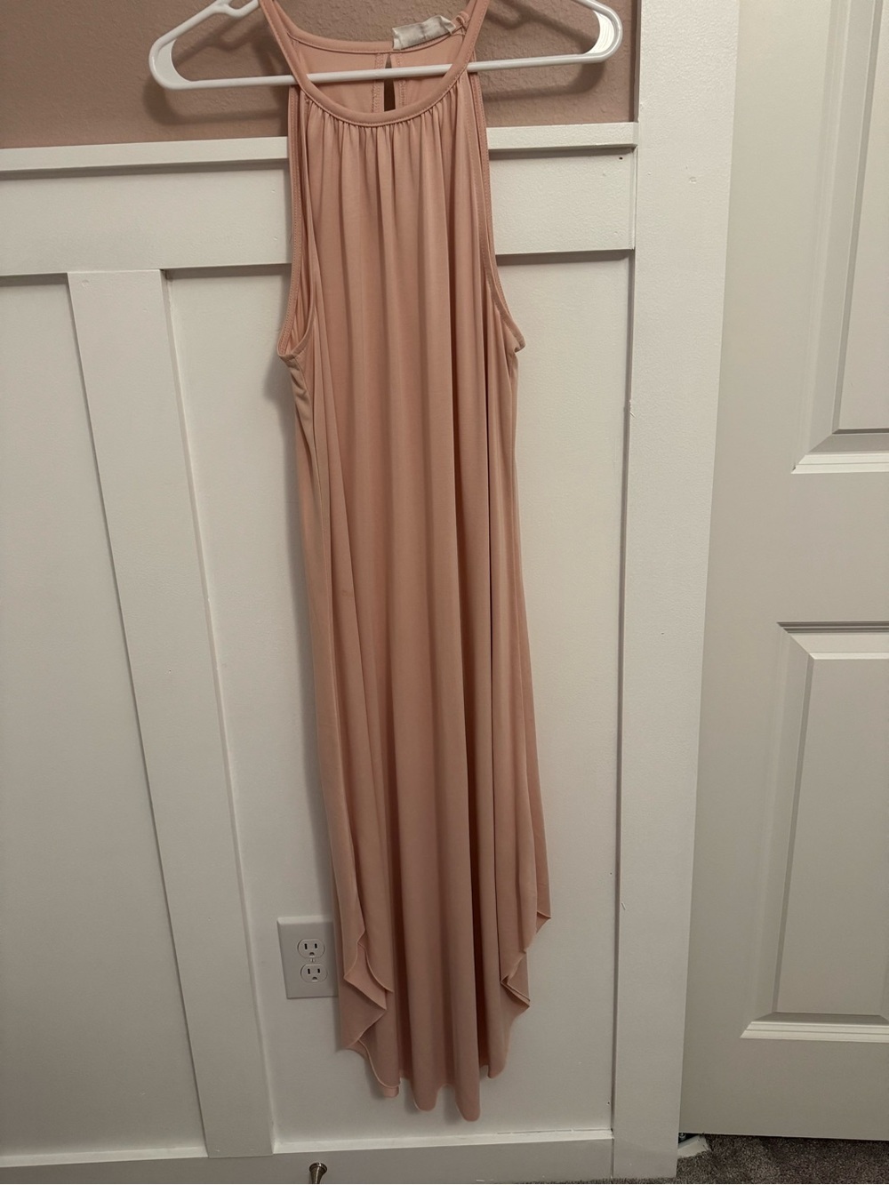 Double Zero Blush Pink High-Low Halter Maxi Dress